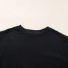 Women's Black Plain Drop Shoulder Crewneck Pullover Sweatshirt - Image 11