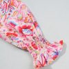 Women's Oatmeal Floral Printed Patchwork Smocked Lantern Sleeve Knit Sweater - Image 12