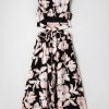 Women's Black Floral Cutout Square Neck Knot Back Sleeveless Maxi Dress - Image 12