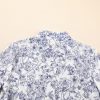 Women's Sky Blue Floral Bell Sleeve Mock Neck Crop Top - Chic Bohemian Style - Image 10