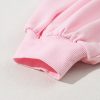 Women's Light Pink Oversized Pullover Sweatshirt with Embroidered Bow and Lantern Sleeves - Image 10