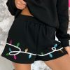 Women's Black Sequin Merry Graphic Pullover and Shorts Outfit - Image 9