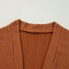 Women's Chestnut Textured Knit Side Pocket Open Front Cardigan - Image 11