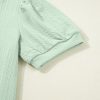 Women's Mist Green Textured Round Neck Short Puff Sleeve Top for Casual and Office Wear - Image 11