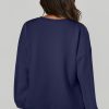 Women's Navy Blue Solid O Neck High Low Hem Pullover Sweatshirt - Casual and Comfortable - Image 2