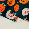 Women's Orange Halloween Pattern Short Sleeve Pajama Lounge Set - Image 10