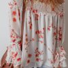 Women's White Floral Print Off Shoulder Ruffled Sleeve Blouse - Image 6