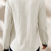 Women's Elegant White Textured Colorblock V Neck Blouse for Smart Casual Events - Image 2