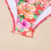 Women's Red Floral Ruffle Trim Cutout Knotted One Piece Swimsuit for Summer Vacations - Image 13