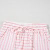 Chic Pink Stripe Knitted Short Sleeve Top and Drawstring Shorts Set for Women - Image 13