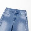 Women's Beau Blue Vintage Stitching Raw Hem Flared Jeans - Image 7