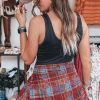 Women's Red Plaid Print Loose Vintage Shirt - Image 7