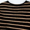 Women's Black Stripe Drop Shoulder Round Neck Loose Sweater - Trendy Casual Knit - Image 8