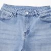 Women's Beau Blue Mineral Wash High Waist Flared Jeans with Raw Hem Detail - Image 6