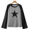 Women's High Waffle Knit Colorblock Star Patch Graphic Raglan Top - Image 9