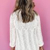 Women's Plus Size White Eyelet Knit Open Front Cardigan - Image 10