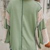 Women's Grass Green Exposed Seam High Low Loose Fit Crochet Top - Image 3