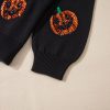 Plus Size Black Sequined Pumpkin Pattern Sweater for Women - Image 7