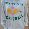 Women's Light Grey COUNTRY CLUB PICKLEBALL Graphic Casual Sweatshirt with Exposed Stitching - Image 4