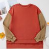 Women's Gold Flame Two Tone Patchwork Drop Shoulder Pullover Sweatshirt - Image 6