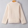 Women's White Solid Fleece High Neck Drop Shoulder Pullover Sweatshirt - Image 8