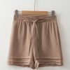 Women's Straw Yellow High Waist Casual Shorts with Textured Tiered Edge - Image 7