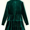 Evergreen Velvet High Neck Tiered Ruffle Mini Dress - Image 9