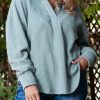 Plus Size Blue Textured V Neck Drop Shoulder Top - Image 10