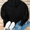 Women's Black Fleece Lined Half Zip Kangaroo Pockets Hoodie - Image 8