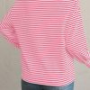 Women's Rose Stripe Long Sleeve Top with Round Neck and Drop Shoulder Design - Image 3