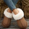 Women's Chestnut Plush Suede Trim Thick Sole Flat Snow Boots for Ultimate Comfort - Image 4