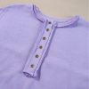 Women's Lilac Sequin Patchwork High Low Hem Henley Sweatshirt - Casual Chic - Image 8