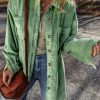 Women's Mist Green Corduroy Patched Pocket Button Up Shacket - Image 8