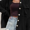 Women's Black Corduroy Long Sleeve Buttoned Shacket - Image 2