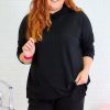 Plus Size Women's Black Textured Hoodie and Shorts Two Piece Set - Image 4