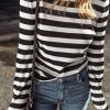 Women's Black Stripe Slim Fit High Neck Knit Sweater - Elegant and Warm - Image 6