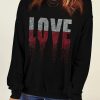 Women's Black Rhinestone LOVE Graphic Crewneck Sweatshirt for Valentine's Day - Image 5
