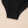 Elegant Women's Black Solid Criss Cross Backless Square Neck One Piece Swimsuit - Image 30