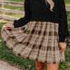 Chic Women's Black Plaid Patchwork High Waist Sweatshirt Mini Dress - Image 2