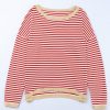 Women's Fiery Red Striped Drop Shoulder Sweater with Contrast Trim - Image 11