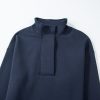 Women's Navy Blue Solid Color Active Set - Collared Sweatshirt and High Waist Pants - Image 8