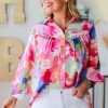 Women's Multicolour Abstract Printed Lantern Sleeve Blouse - Image 6