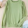 Women's Mist Green Patchwork Sleeve Round Neck Sweatshirt - Image 3