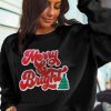 Women's Black Merry & Bright Christmas Tree Pattern Baggy Sweatshirt - Image 6
