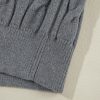 Women's Medium Grey Color Contrast Ribbed Edge Cable Knit V Neck Sweater - Image 13