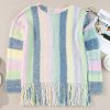 Women's Purple Color Block Fringed Tunic Sweater - Ombre Design - Image 7