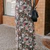 Women's Brown Floral Print High Waist Maxi Skirt - Elegant Flowy Design - Image 2