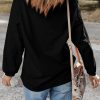 Women's Black Merry & Bright Christmas Tree Pattern Baggy Sweatshirt - Image 9