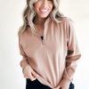 Women's Smoke Gray Zipped Neck Pullover Sweatshirt with Drop Shoulder Design - Image 5