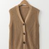 Women's Parchment V Neck Buttoned Front Sweater Vest - Versatile Layering Essential - Image 7